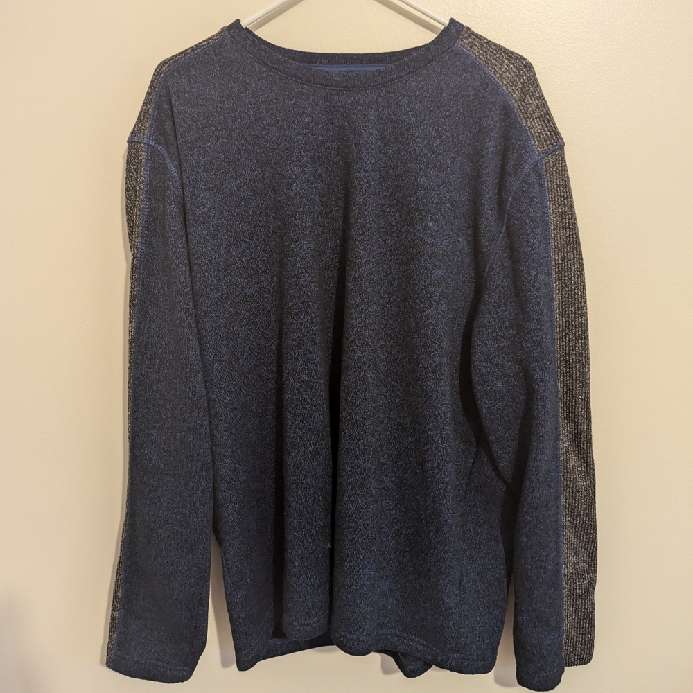 EUC Van Heusen Mens Grecian Blue Gray Flex Crewneck Pullover Sweatshirt XXL